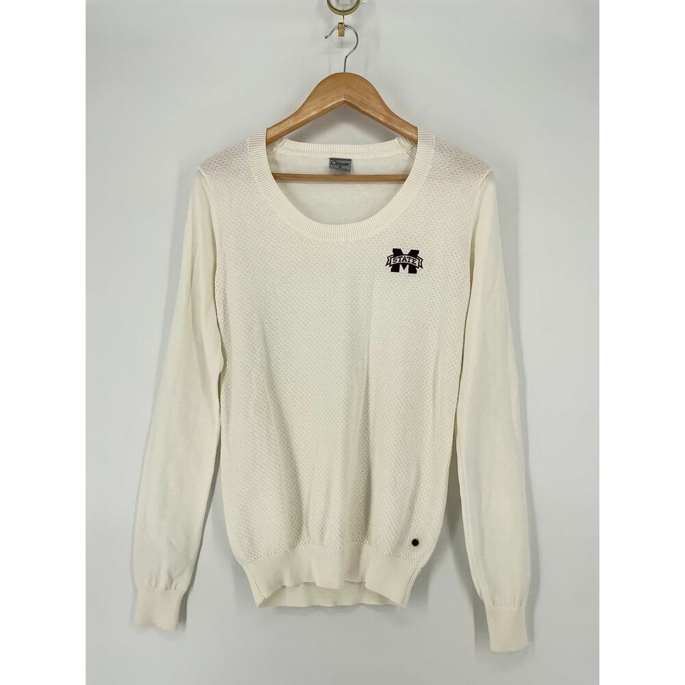 Chiliwear Mississippi State Bulldogs Women M Cream Knit Sweater NCAA MSU